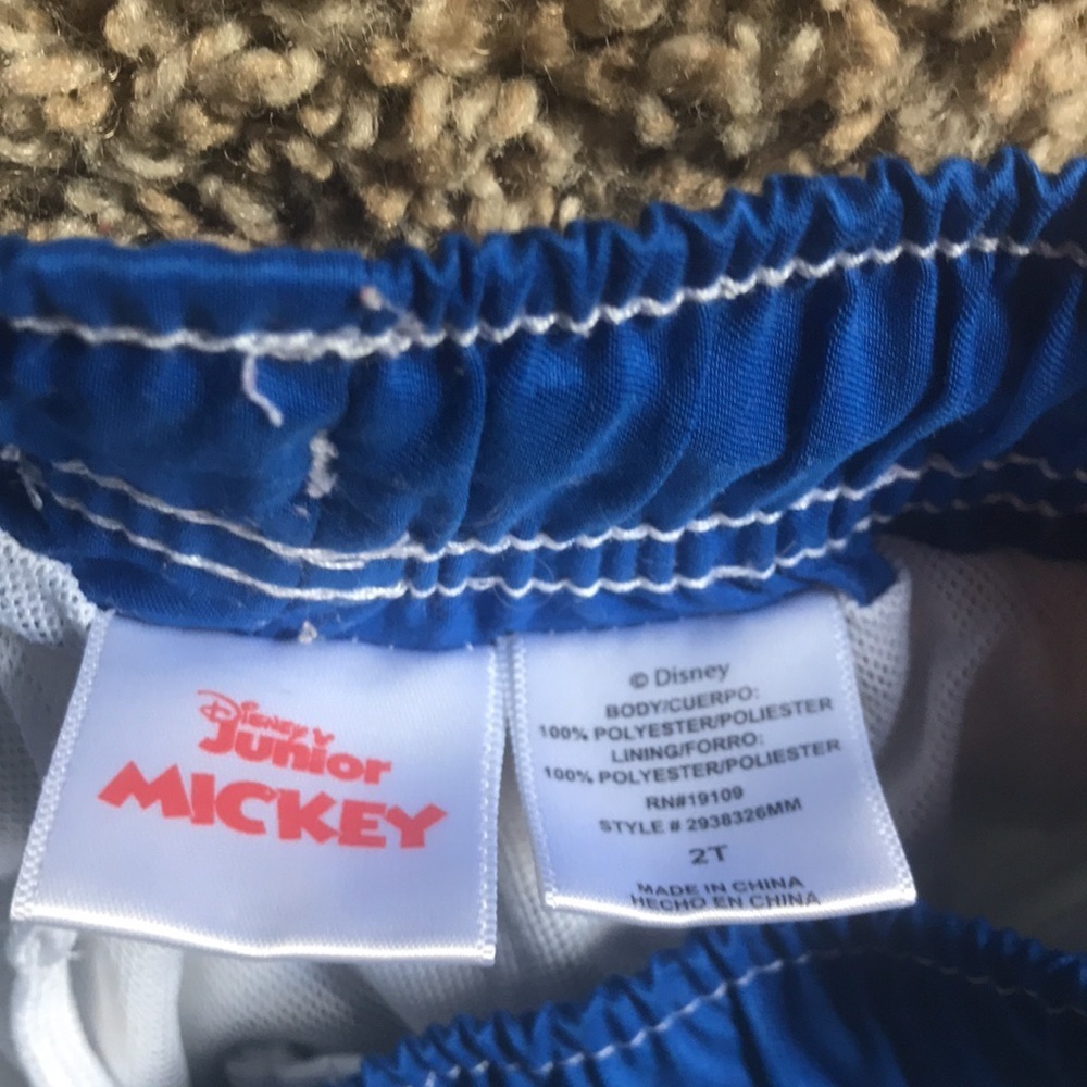 Disney Mickey Mouse Blue Swim Trunks Elastic Waist - Picture 4 of 4